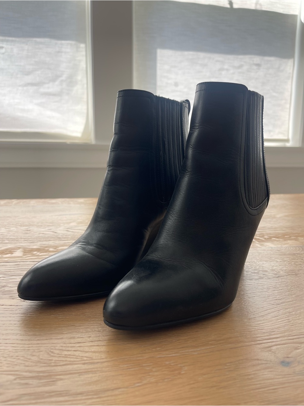 Sam Edelman Black Leather Ankle Booties with Elastic Side Panels